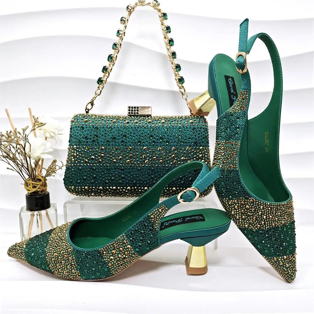 Conjunto de Zapatos y Bolsos para Mujer de Estilo Africano de Alta Calidad ED125