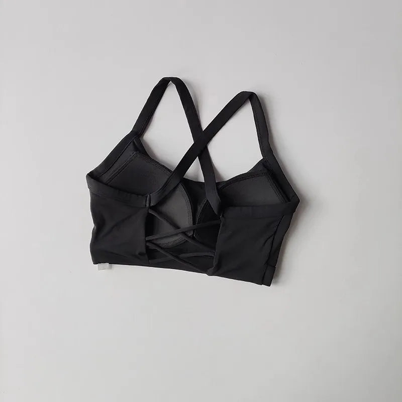 Women's Cross Strap Yoga Sports Bra Shock-Absorbing Slimming Waist Camisole Vest Integrated Fitness Bra for Yoga