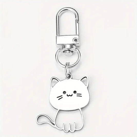 Llavero Kawaii Gato Plateado