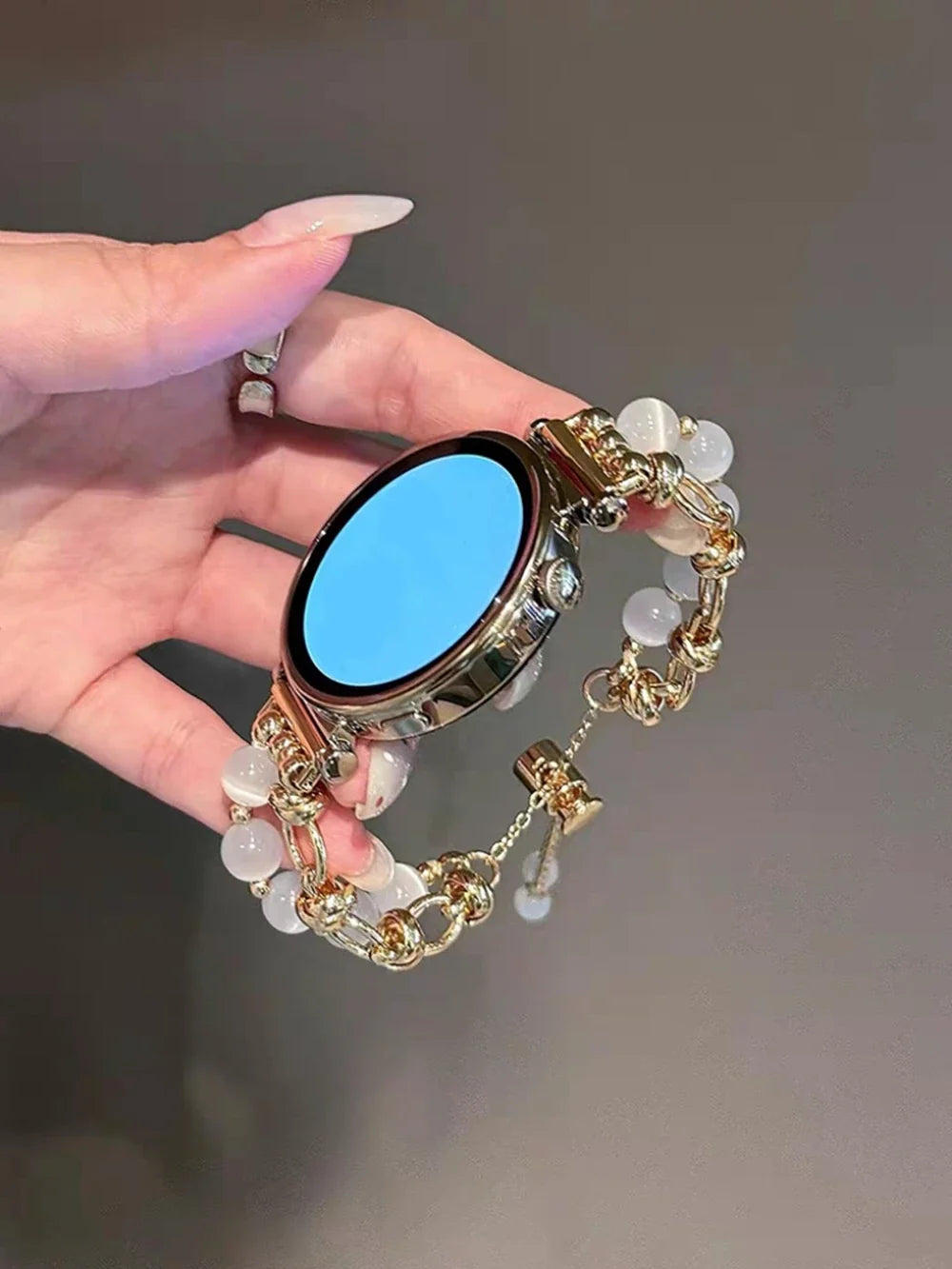 Samsung Galaxy Watch 7, 6, 5, 4 & FE Women's Pearl Chain Bracelet