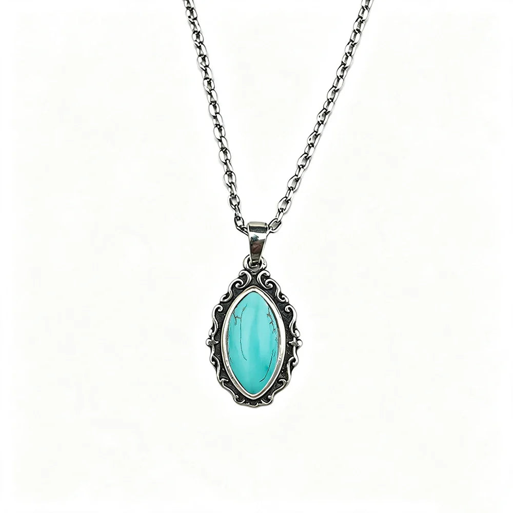 Vintage 925 Sterling Silver Necklaces with Natural Moonstone 12*6MM Simple Pendant Necklaces Party Fine Jewelry For Women Men