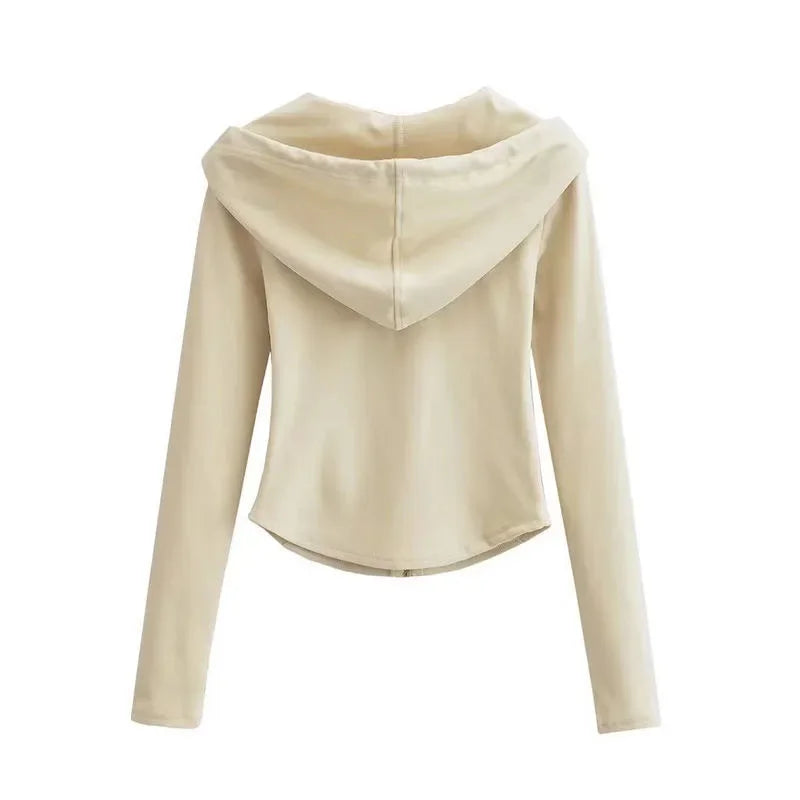 Sudadera con capucha corta Lucyever Y2K de corte ajustado y cremallera