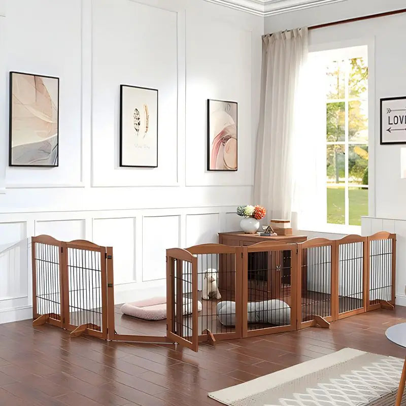Wooden Pet Fence Dog Fence Freely Combinable Pet Isolation Door Indoor Foldable Dog Cage for Small and Medium Dogs Pet Supplies