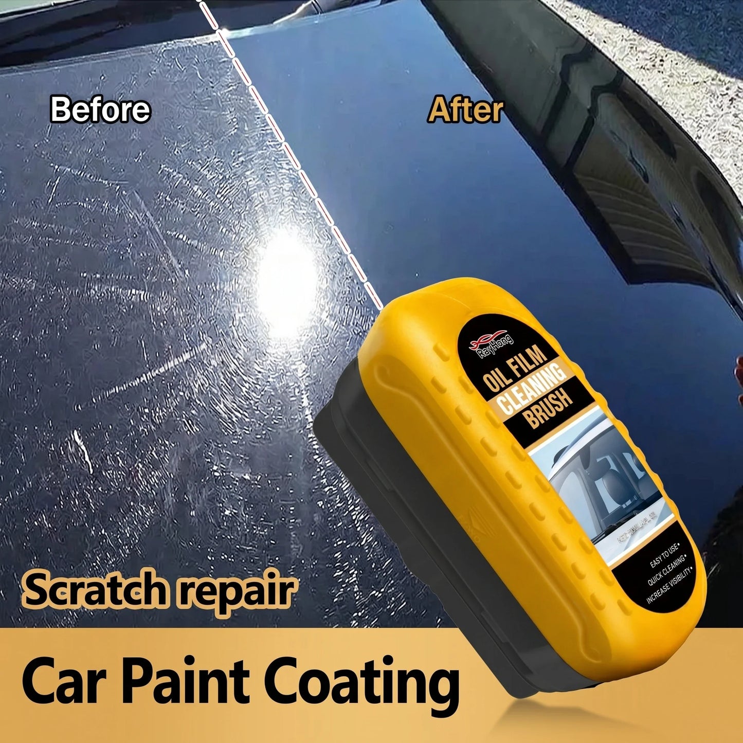 Crystal Clear Vision: Windshield Brush & Oil Film Remover for Front & Interior Windows