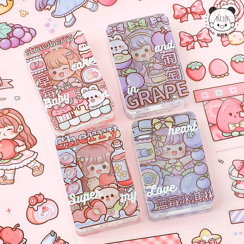 Pegatinas para álbumes de recortes de frutas y chicas Kawaii