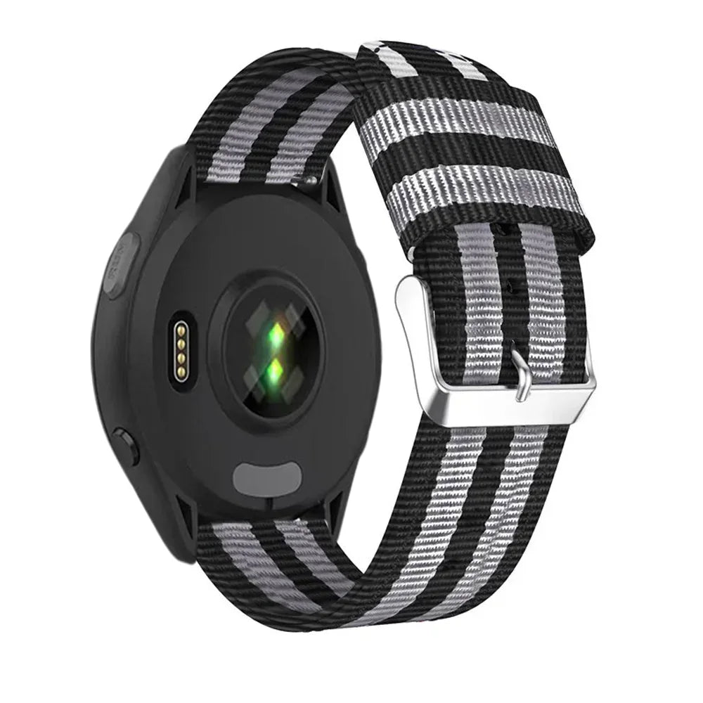 Garmin 20/22mm Quick Release Striped Canvas Nylon Band