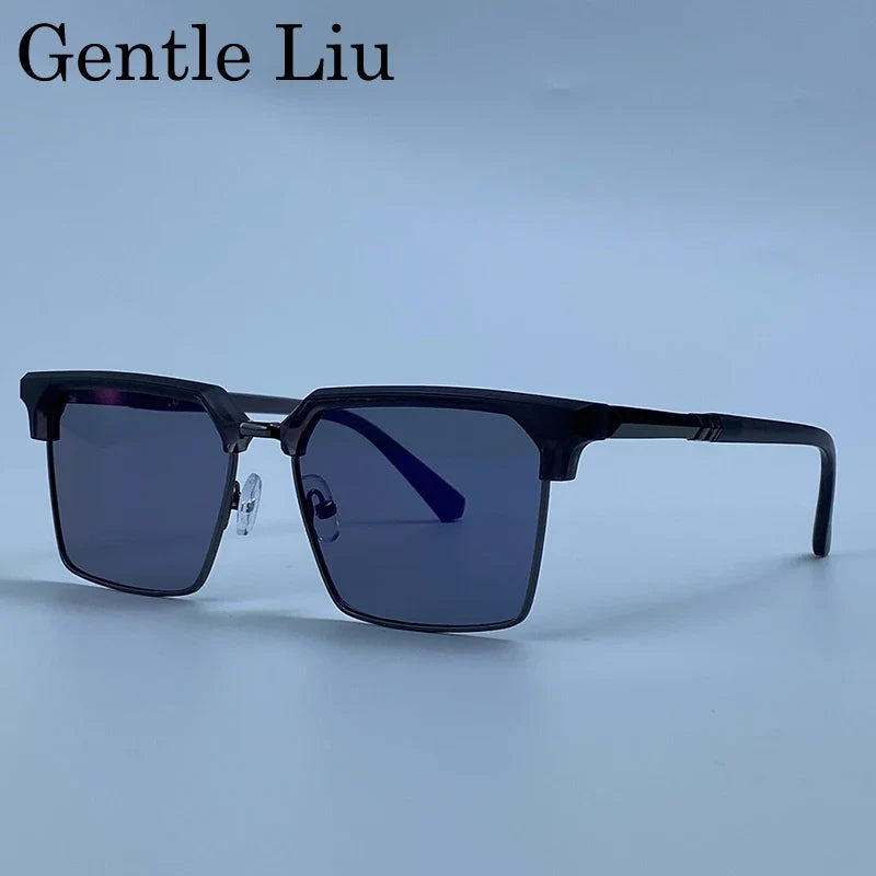 2026 Luxury Designer Square Sunglasses Men Classic Vintage Black Gold Metal Frame Sun Glasses Steampunk Driving Eyewear Shades
