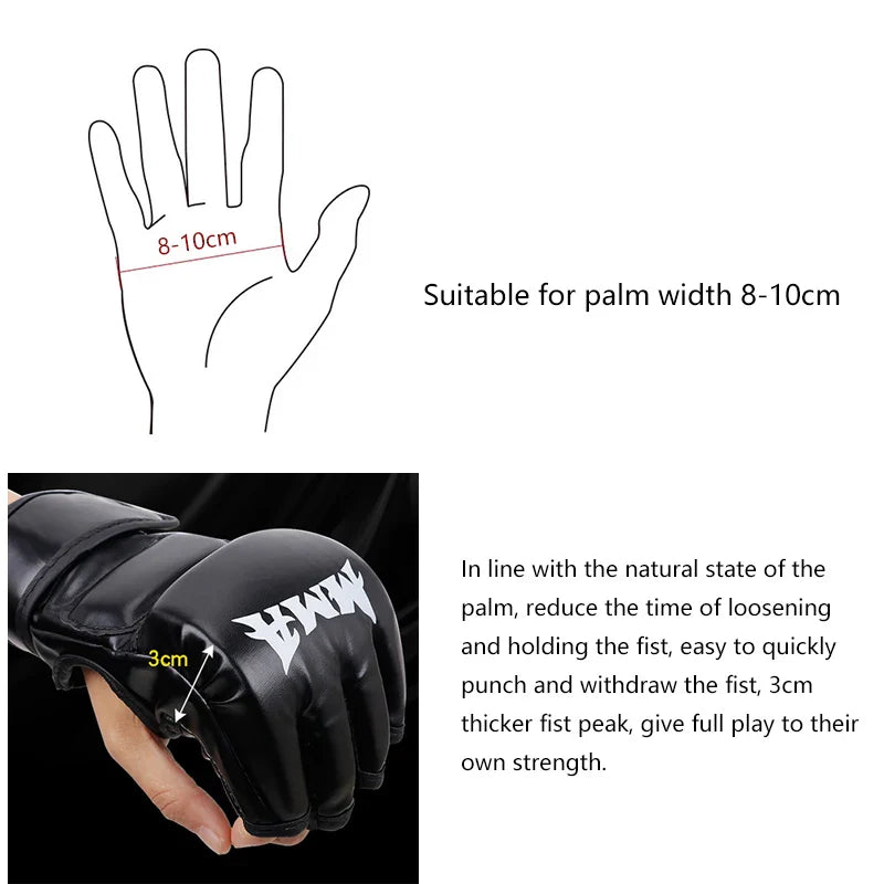 Professional Boxing Training Gloves Half Finger Leather Cushion