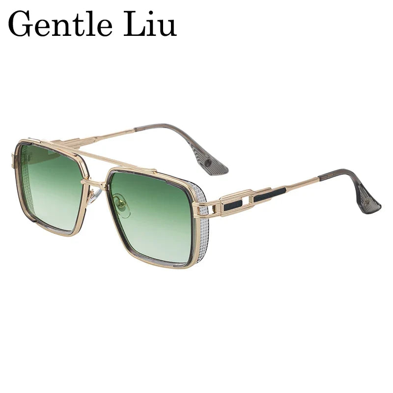 Steampunk Classic Square Sunglasses Men 2026 Luxury Brand Punk Metal Double Beam Sun Glasses For Male UV400 Punk Driving Eyewear