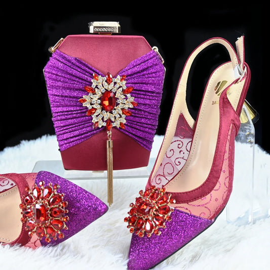 Conjunto de Zapatos y Bolsos de Mujer de Estilo Africano de Alta Calidad HGH1-14