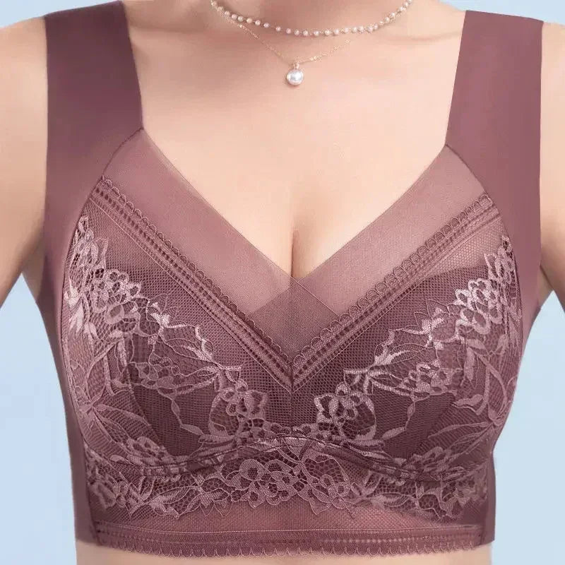 L-6L Mujeres Sujetador Grande Push Up Seda de Hielo Sin Costuras Sujetador Bralette Encaje Sin Aros Sujetadores de Verano Talla Grande Lencería Ropa Interior 15019