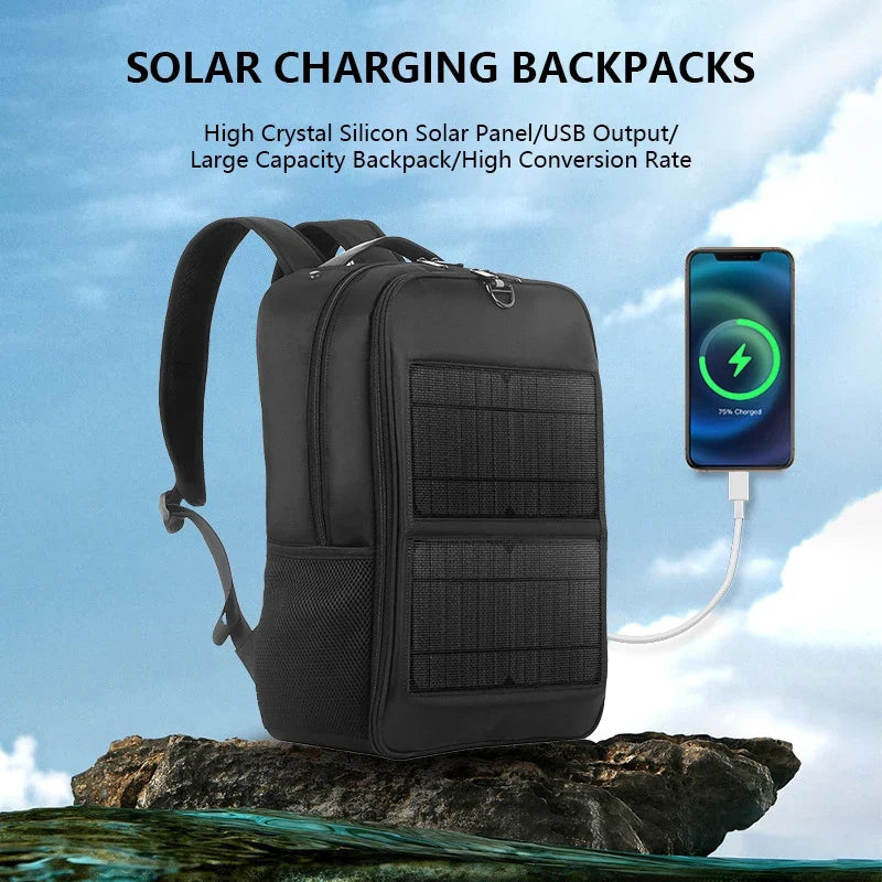 High Quality Foldable Solar Charging Backpack for Laptop 14W 5V USB Power Bank Portable Outdoor Travel Hiking Camping