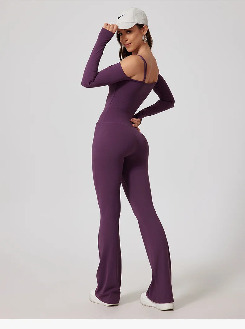 Mono de Yoga para Mujer, Peto Deportivo, Pantalones Acampanados