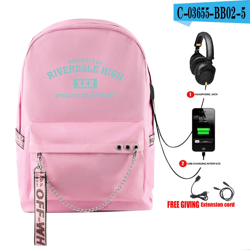 Youthful School Bag Unisex TV Riverdale Season 5 Travel Bags Usb Rechargeable Oxford Waterproof Notebook Shoulder Backpacks