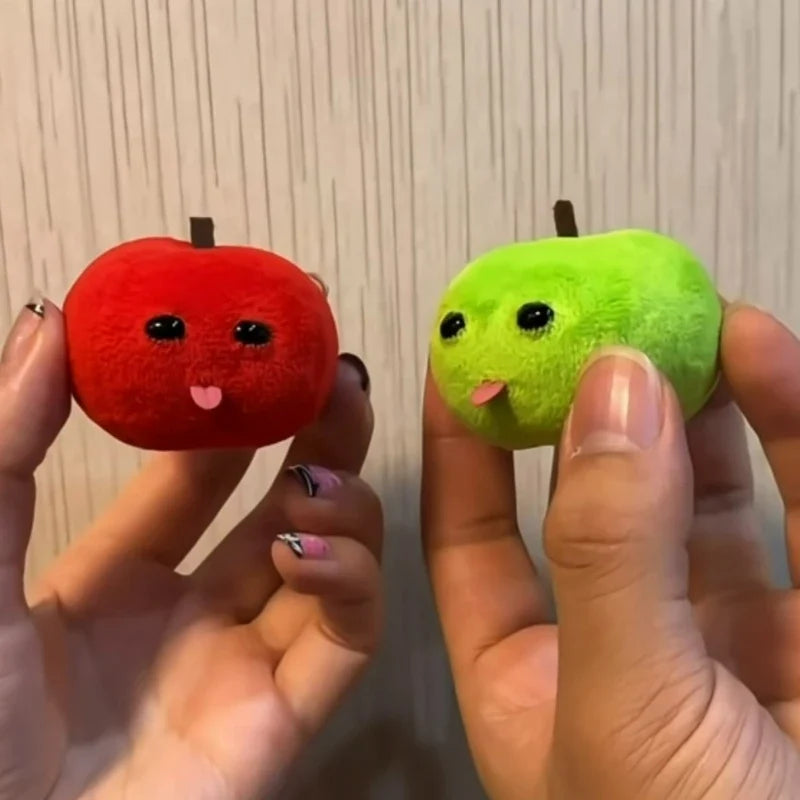 Abstract Tongue Out Apple Funny Plush Doll Keychain Backpack Pendant
