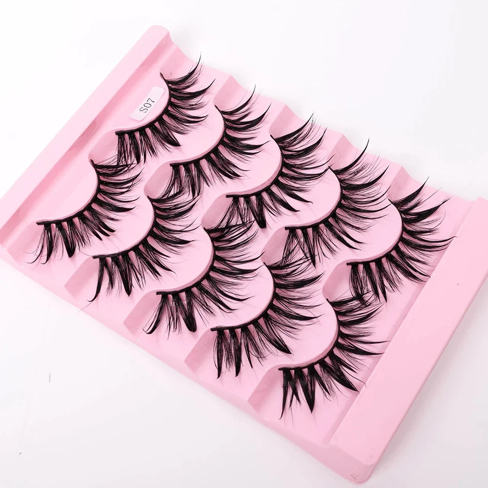 Yiernuo 1/5 Pairs Cosplay Anime Eyelashes Manga Lashes Dramatic Fairy Clusters Lashes Wet Look Lashes