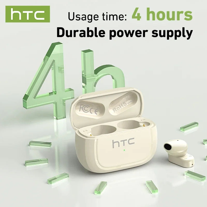 HTC NE51 Bluetooth Earphones TWS Mini EarBuds Sports Wireless Headphones Smart Noise Reduction Earbuds Green Black