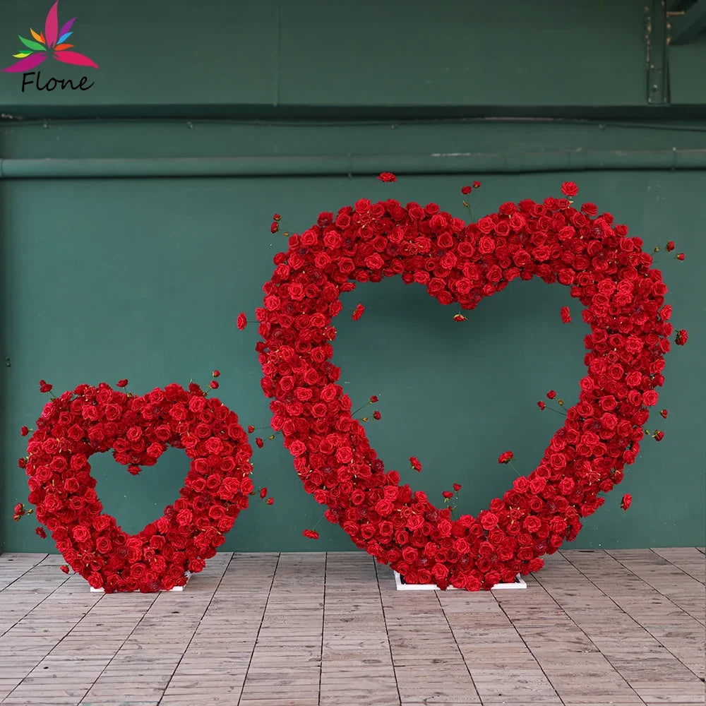 Heart Shaped Artificial Flowers Wreath Proposal Wedding Decoration High-end Silk Red Rose Heart Sztuczne Kwiaty Decor FL2580