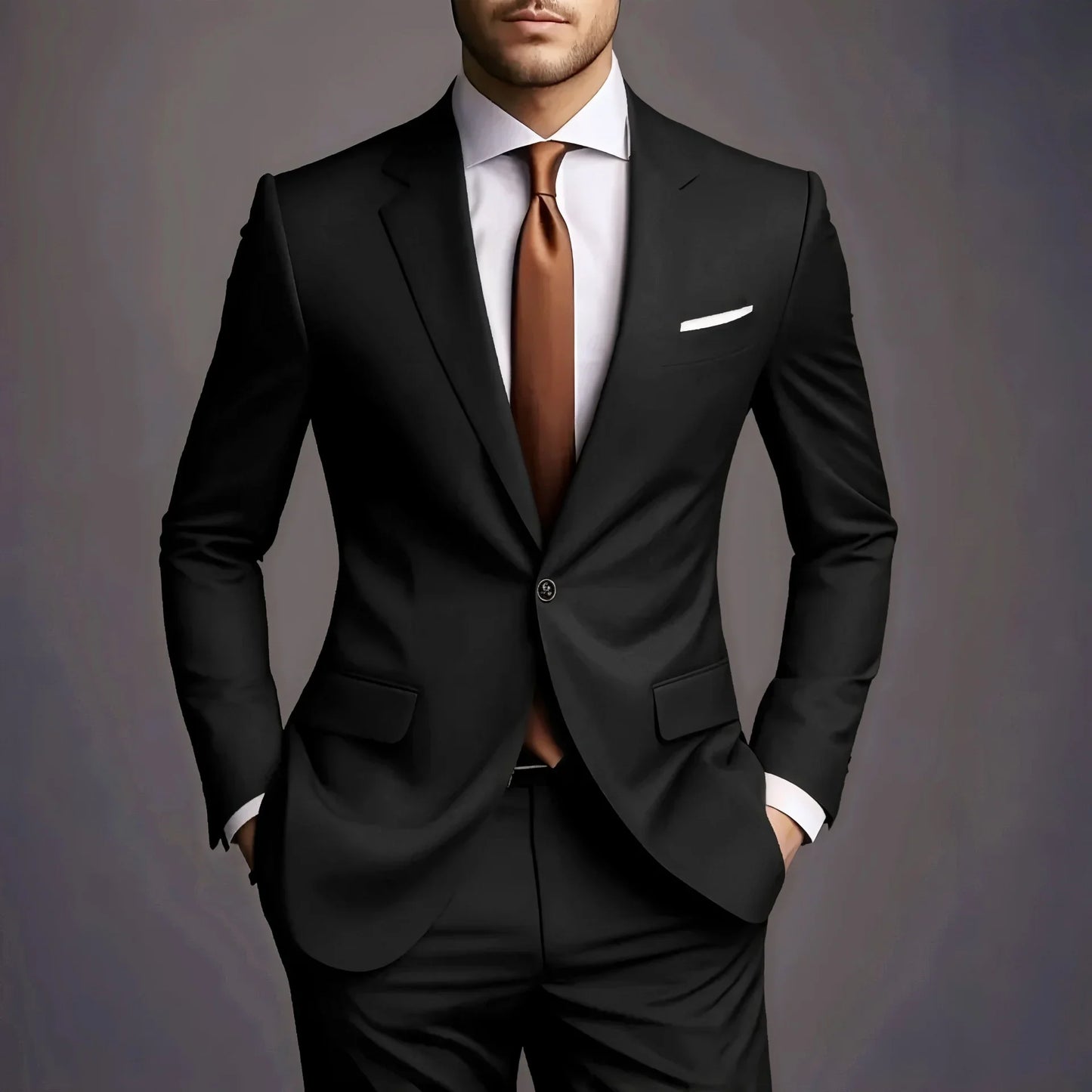 New Luxury Elegant Men's Suits 2 Piece Set Fashion Korean Casual Slim