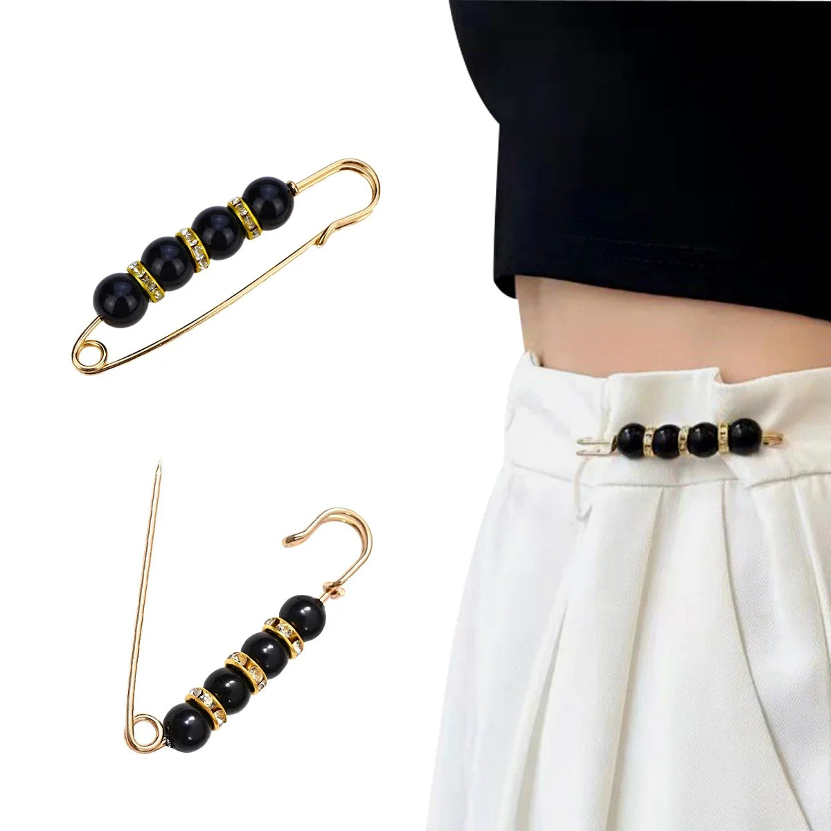 Ainameisi 12pcs Fashion Pearl Brooch Waist Cinching Adjustable Skirt