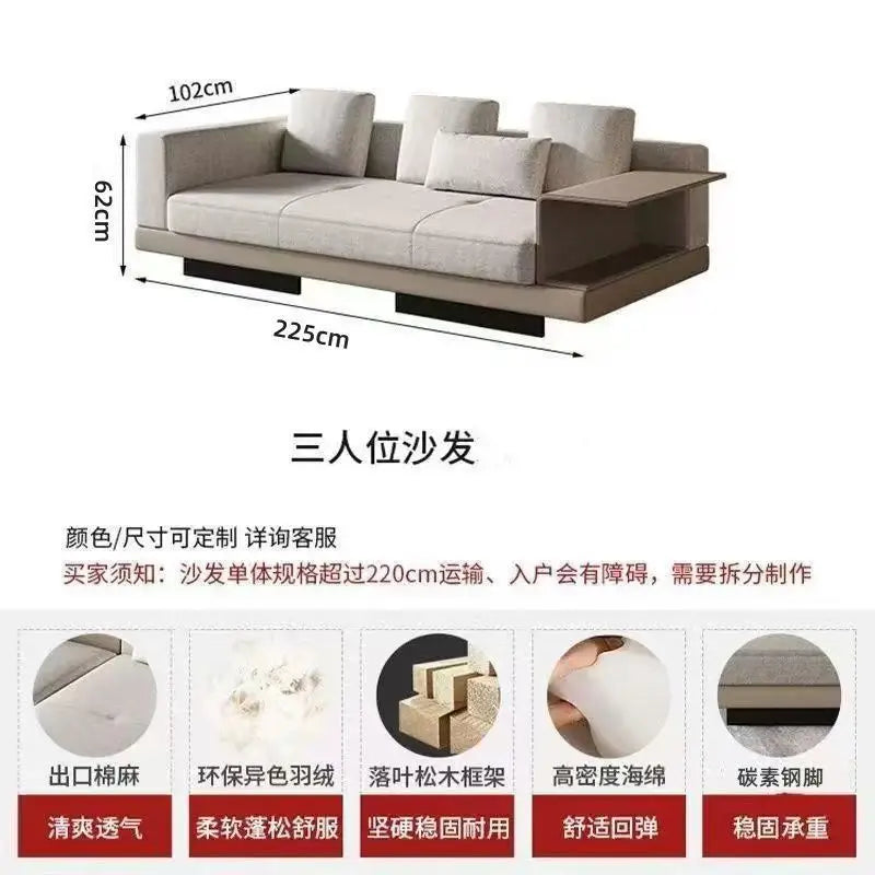 LX cotton and linen concubine fabric sofa light luxury large flat floor living room straight row combination sofa