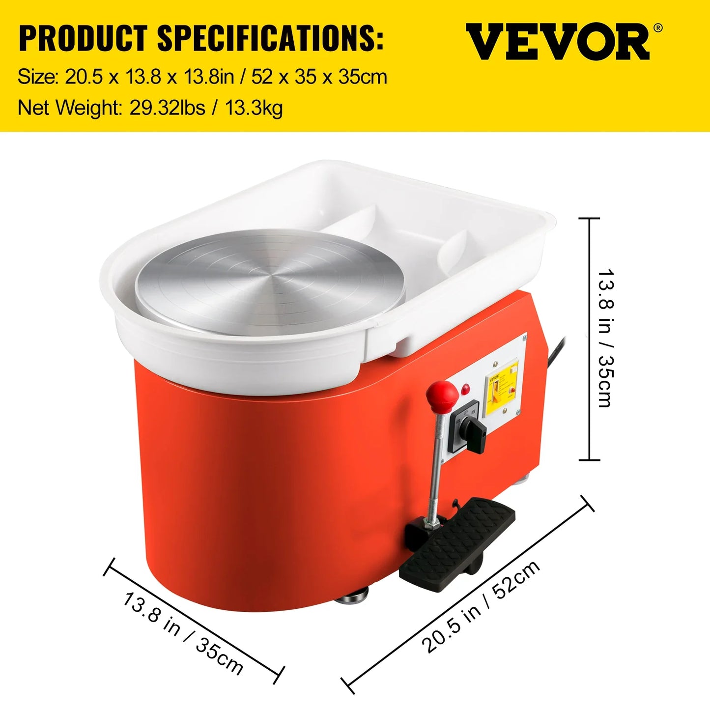 SucceBuy Pottery Wheel Machine 350W Foot Control Electric Ceramic Tool