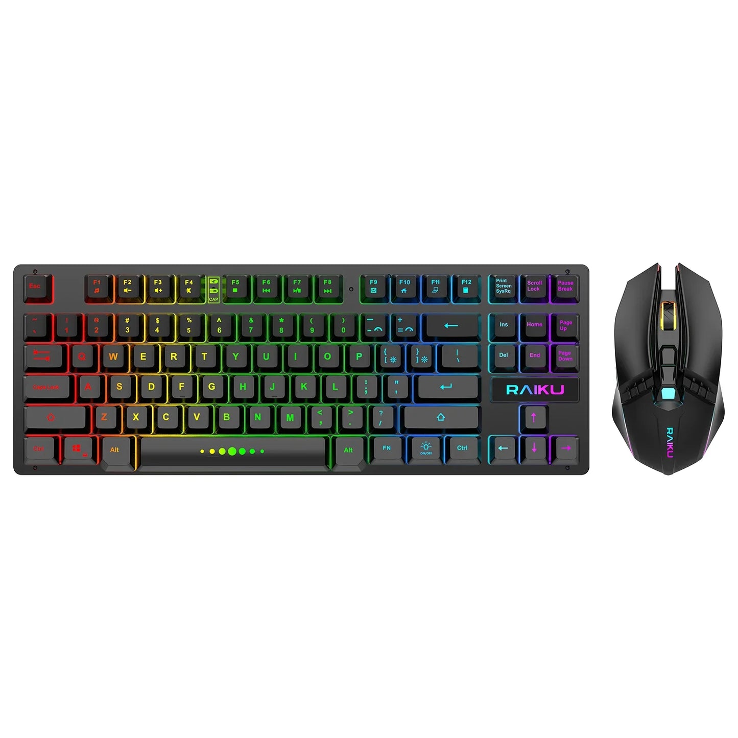 R905 Wireless Illuminated Keyboard and Mouse Set, Color-Matching Office and Gaming E-Sports Set, 87-Key Rechargeable Keyboard