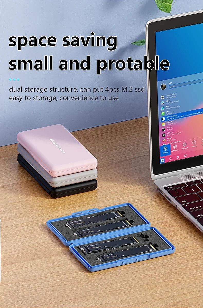 4-Slot M.2 SSD Case Storage Case 2280 SSD Enclosure Bag for SSD Case SATA NVme Hard Disk Box for SSD Shockproof Portable Box