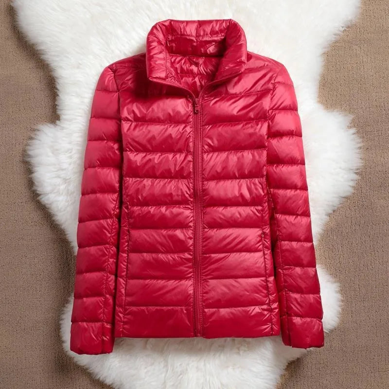 Light Down Coat Women Spring Jacket Fashion Short Ultra Lightweight Packable Puffer Coats Female Down Warm Slim Fit Parkas