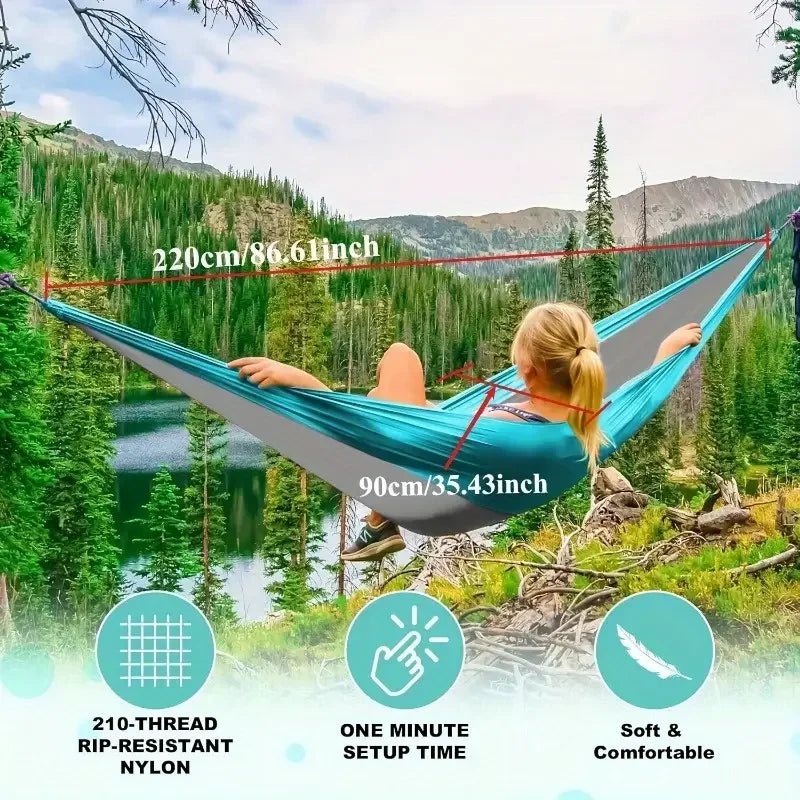Camping Hammock Portable Hammocks with Tree Straps Attached Carry Bag Perfect for Outside Indoor Hiking Beach Backpack Travel
