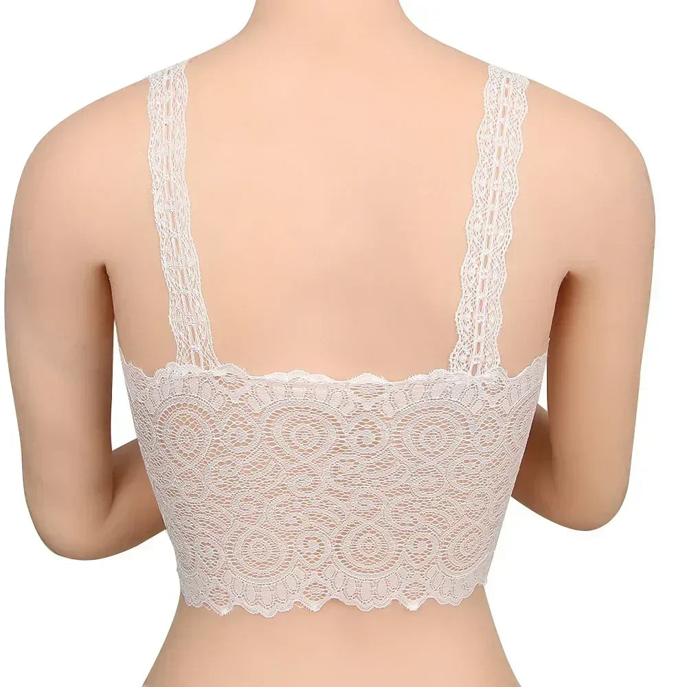 Nuevos tops de tirantes sexis de encaje floral con relleno para mujer, en blanco y negro, de algodón, con cuello en V, estilo chaleco de encaje a crochet informal