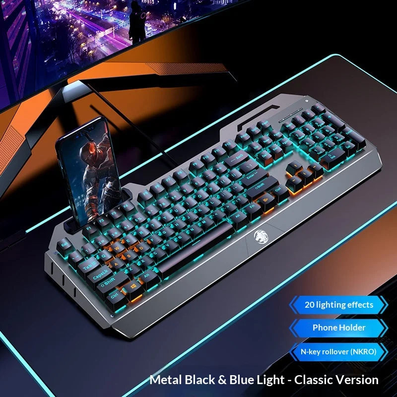 Eweadn Tk900 Wireless Gaming Mechanical Keyboard Mouse Headset Combo Blue Switch Metal Panel N Key Rollover For Desktop Pc