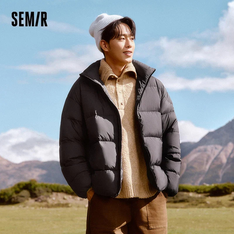Semir Down Jacket Men Winter Three-proof Windproof Waterproof Stain Resistant Thick Stand Collar Puffer Coat Lightweight Warm