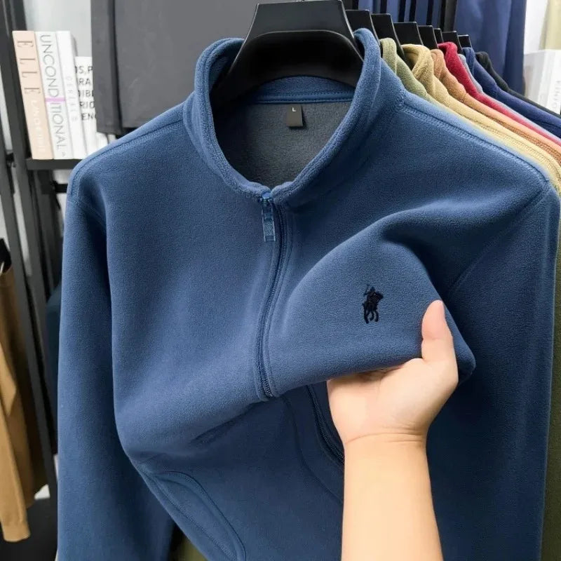 Luxury brand men's jacket winter thick plush warm pockets new coat fashion classic Paul embroidery zipper stand up collar top