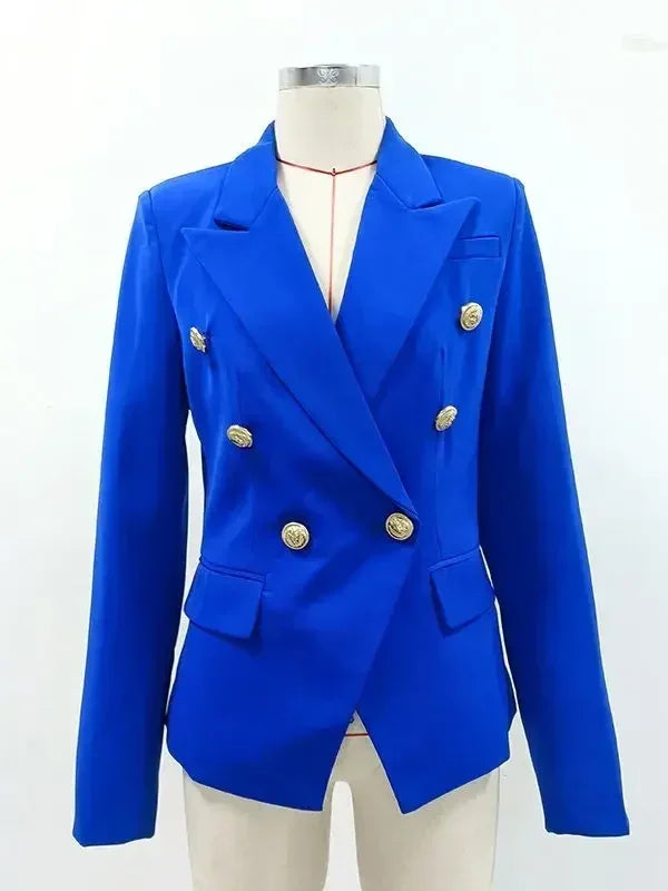 CHAQUETA DE ALTA CALIDAD Nuevo Modelo 2024 Chaqueta de diseñador para mujer Clásica cruzada con botones de león de metal Blazer Tallas S-5XL