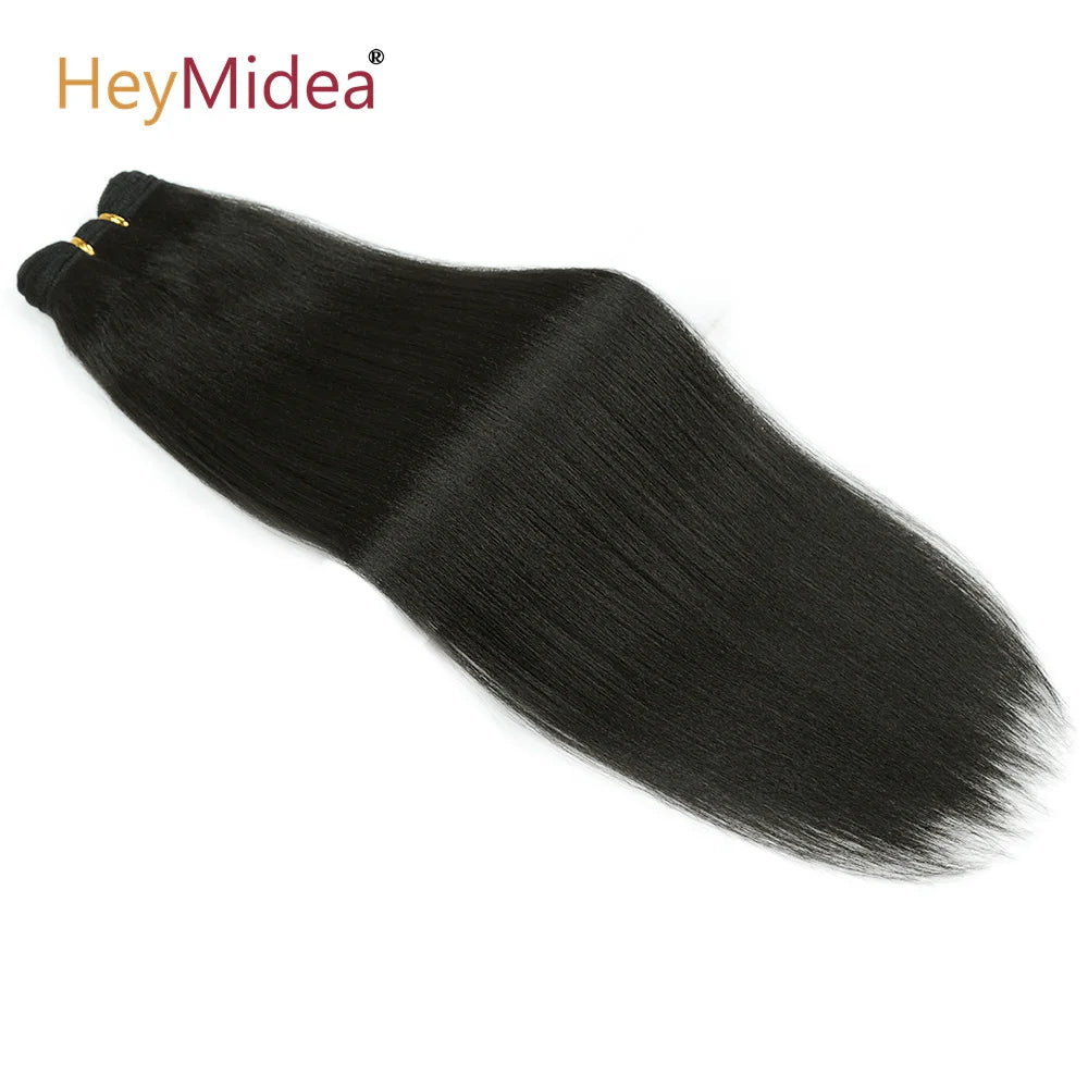 Extensiones de Pelo Liso de 18 Pulgadas, Extensiones de Pelo Sintético Yaki Liso de Salón, Tejido de Pelo Sintético de Lleno a Puntas
