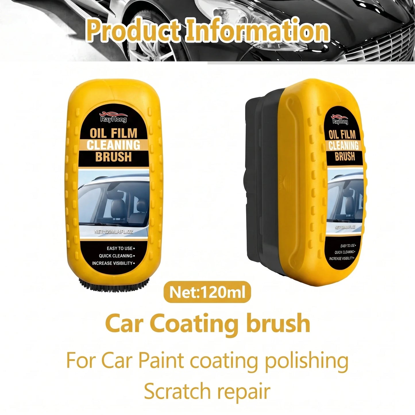 Crystal Clear Vision: Windshield Brush & Oil Film Remover for Front & Interior Windows