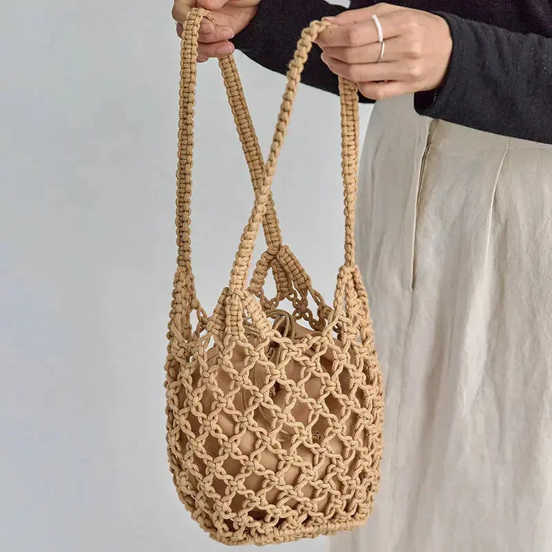 Accessories Sexikinis Swim Mesh Rope Bag Women's Everyday Shoulder Bucket Bag - Stylish & Lightweight