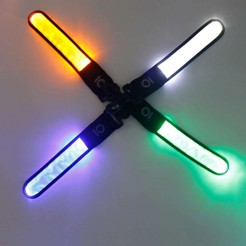 4Pcs LED Luminous Reflective Light Strip Glowing Strap Pendant Decor Safety Reflector Pendant for Backpack Hiking Jogging
