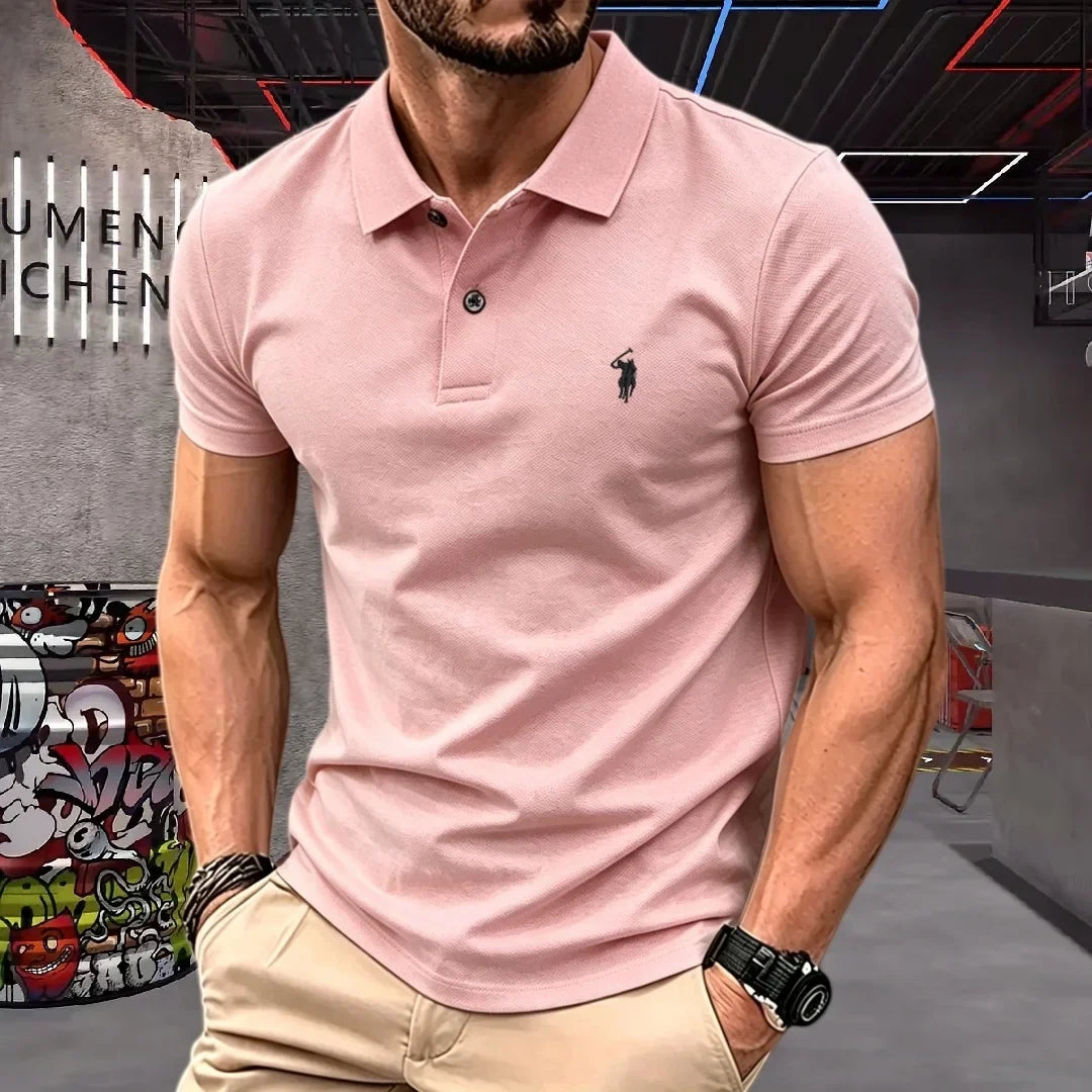 100% Pure Cotton High-End Brand Men's Short Sleeve Polo Shirt Summer