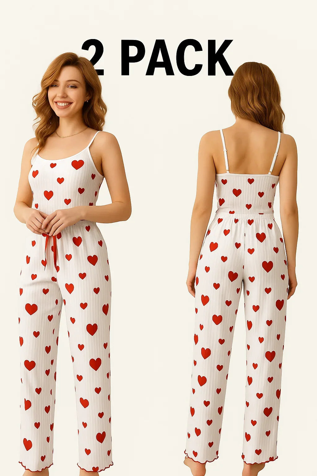 Women pajamas plus size pajamas set 2 piece short vest + trouser white breathable soft casual love print