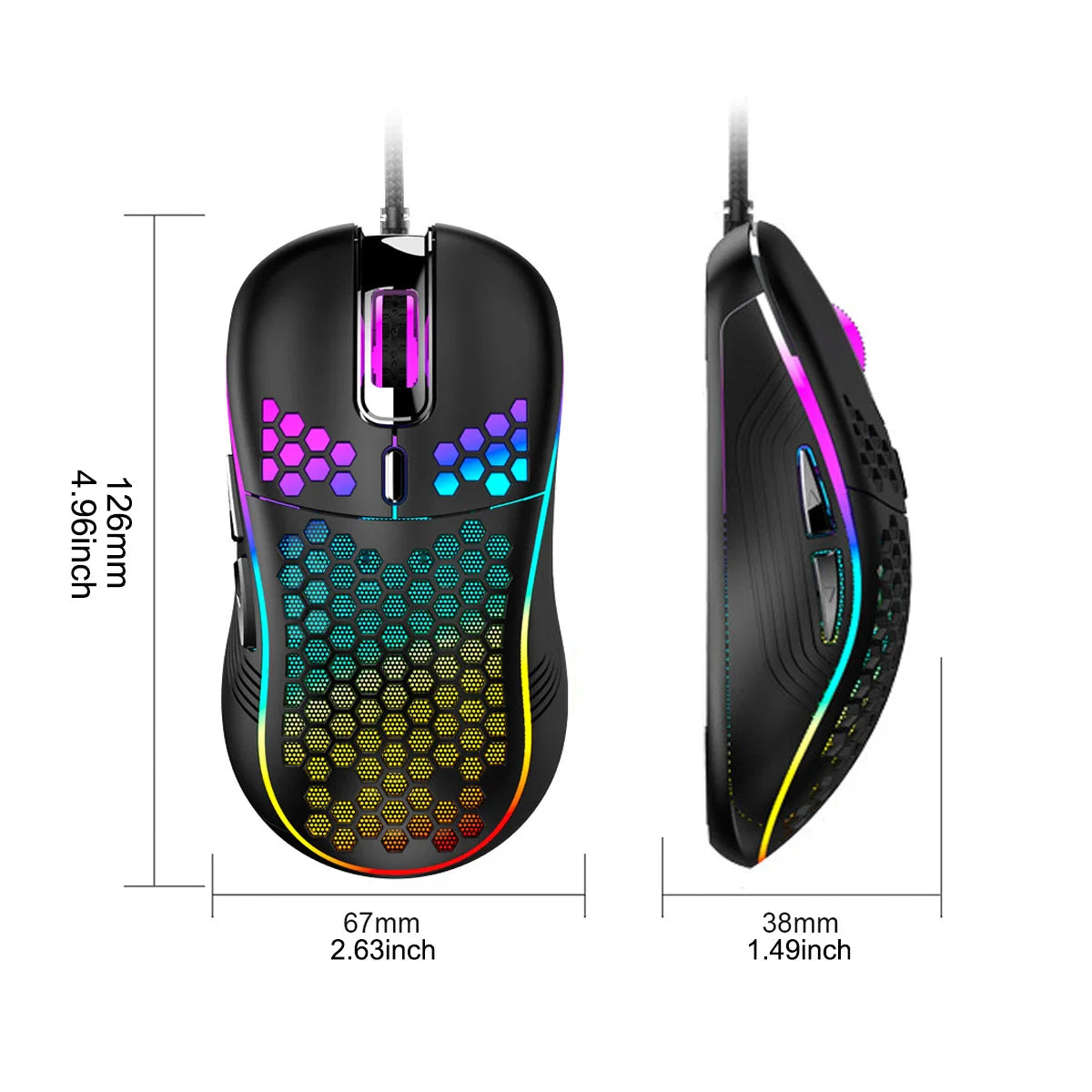 Wired Gaming Mouse with Honeycomb Shell Lightweight Gaming Mice Ergonomic Computer Mouse Gaming for Windows/PC/Mac/Laptop