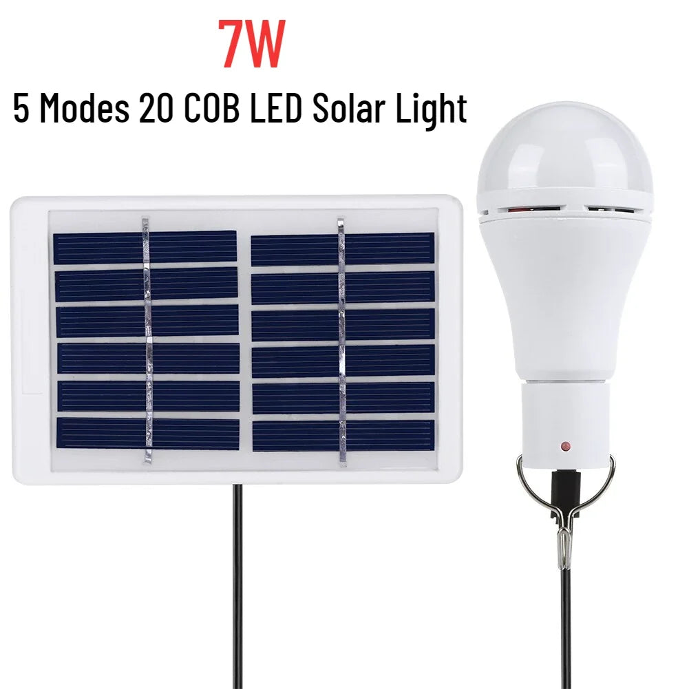 5 Modes 20 COB LED Solar Light Bulb Portable hang lamp USB Rechargeable Energy Bulb Lamp for Outdoor Camping Solar Tent Lamp