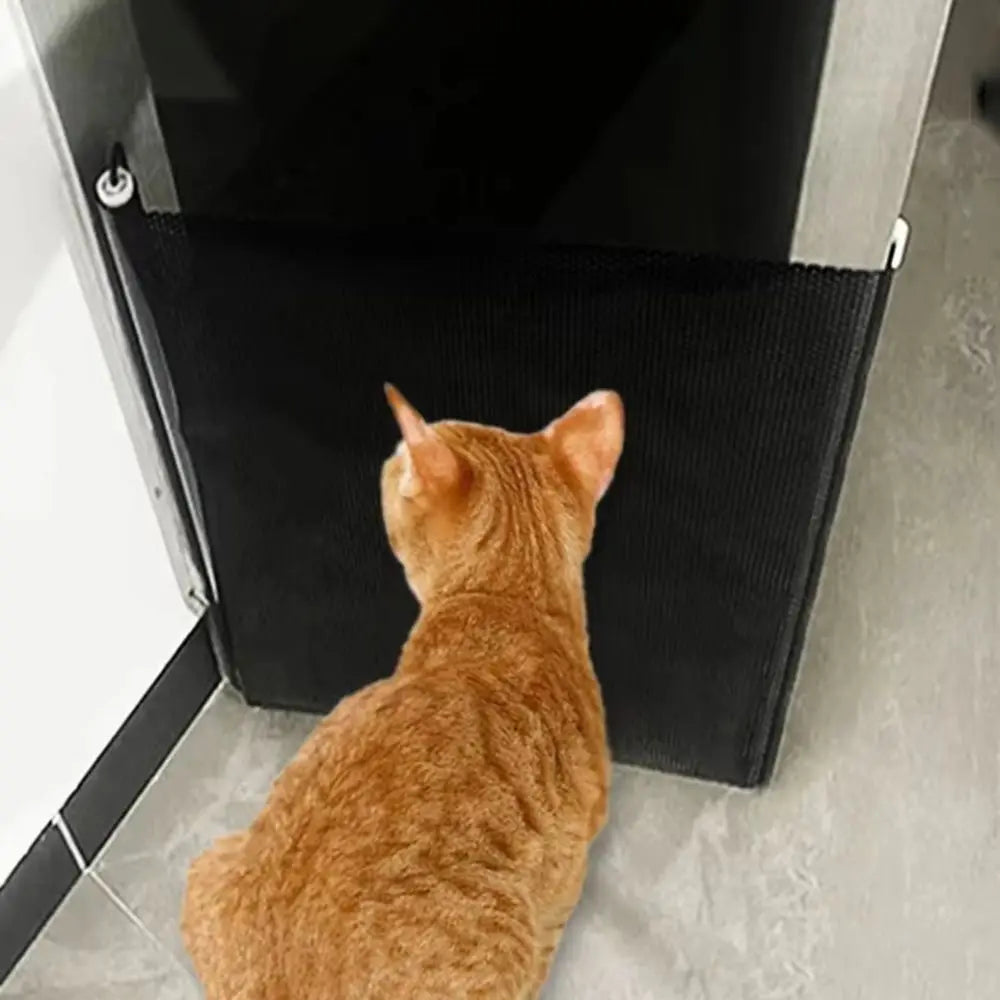 Retractable Pet Fence Barrier Folding with Universal Hooks Pet Safety Gate Easy Installation Pet Isolation Gate