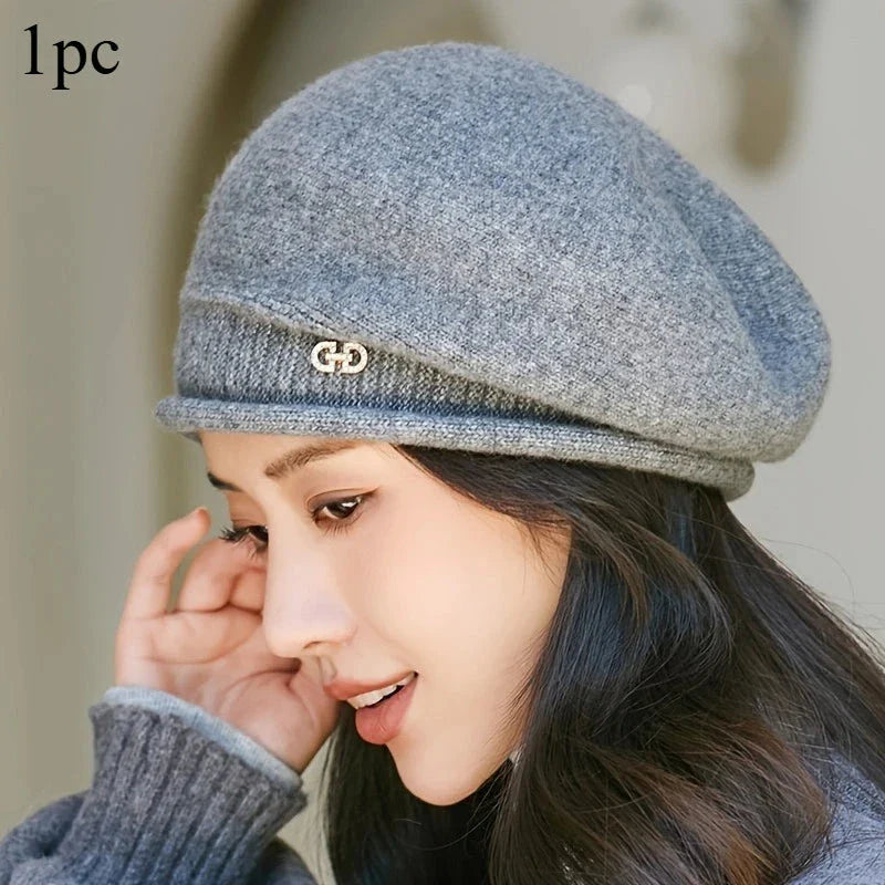 Gorro suave para mujer – Gorro casual de punto jacquard elástico ligero