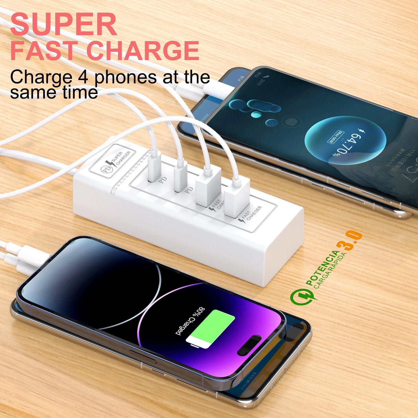 4 Ports USB Type C Charger Mini HUB 3.0 Splitter Fast Charging Wall Charger Phone Adapter For iPhone Xiaomi Samsung Power Socket