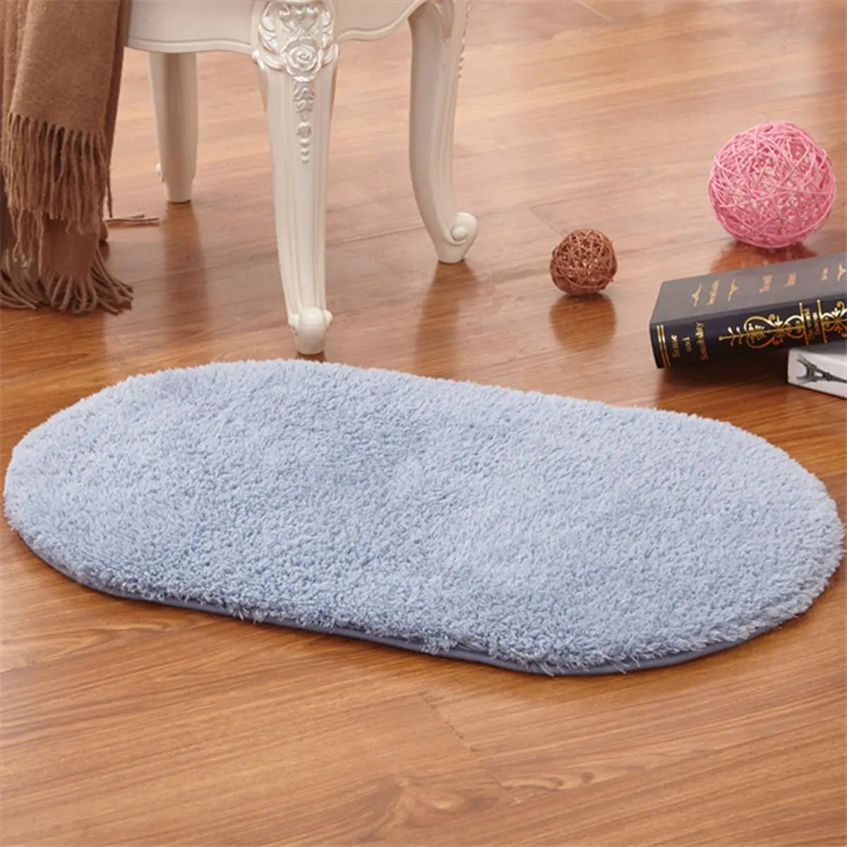 Non Slip Oval For Shower Room Toilet Bathtub Shaggy Water Absorption Bathroom Rugs Doormat Floor Carpet Bath Mat