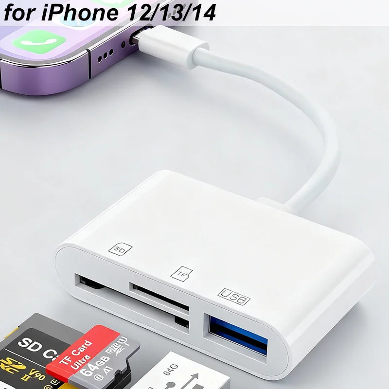 New 5 In 1 SD Card Reader USB HUB for iPhone 12 13 14 15 16 17 Huawei USB 3.0 Type C to SD TF Card Memory Reader OTG Adapter