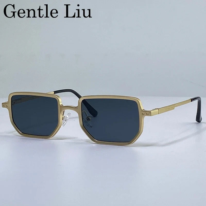 Classic Small Frame Steampunk Rectangle Sunglasses Men 2026 Luxury Brand Retro Punk Driving Sun Glasses For Male UV400 Shades
