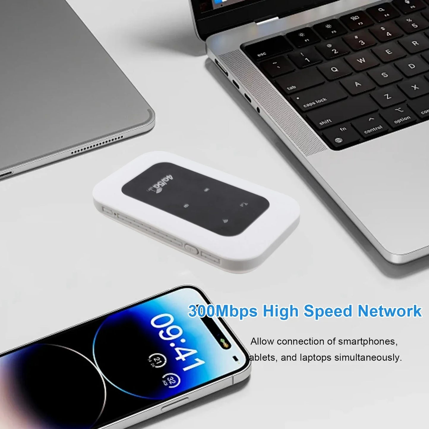Portable 300Mbps 4G WiFi Hotspot Plug and Play Support 10 Devices Travel Mobile Hotspot with SIM Card Slot for Motorhome